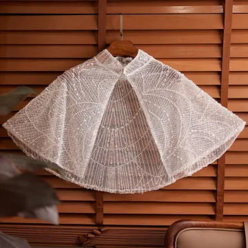 Bling Bling White Handmade Beading Lace Prom Shawl 2025