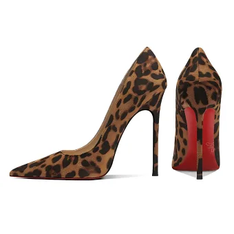Sexy Brown Evening Party Leather Leopard Red Sole Pumps 2026 12 Cm Stiletto Heels Pointed Toe Pumps High Heels