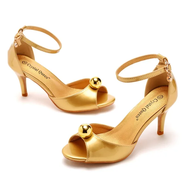 Schlicht Sommer Himmelblau Perle Ball Sandalen Damen 2023 Knöchelriemen 7 cm Stilettos Peeptoes Sandaletten Hochhackige
