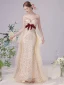 Sexy Champagne Sequins Evening Dresses 2023 Trumpet / Mermaid Strapless Bow Sleeveless Backless Floor-Length / Long Evening Party Formal Dresses