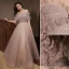 Charming Grey Beading Sequins Evening Dresses 2022 A-Line / Princess Off-The-Shoulder Short Sleeve Backless Floor-Length / Long Evening Party Prom Dresses