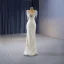 Luxe Blanche Perlage Gland Faux Diamant Paillettes Volants en Cascade Robe De Mariée 2023 Trompette / Sirène Encolure Carrée Sans Manches Dos Nu Chapel Train Mariage