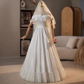 Vintage Blanco Con Encaje Flor Satén Vestidos De Novia 2025 A Line Princess Fuera Del Hombro Sin Mangas Sin Espalda Largos