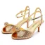 Sexy Gold Rhinestone Summer Evening Party Womens Sandals 2024 Ankle Strap 6 cm Stiletto Heels Open / Peep Toe Sandals High Heels