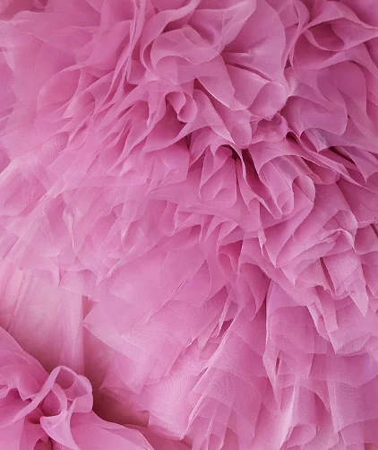 Exaggerated Fuchsia Cascading Ruffles Prom Dresses 2024 Ball Gown Off-The-Shoulder Puffy Short Sleeve Backless Chapel Train Prom Formal Dresses