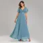 Modest / Simple Black Bridesmaid Dresses 2023 A-Line / Princess V-Neck Short Sleeve Backless Sash Floor-Length / Long Bridesmaid Dresses