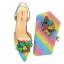 Charming Rainbow Multi-Colors Rhinestone Flower Evening Party Womens Sandals Clutch Bags 2023 6 cm Stiletto Heels Pointed Toe Sandals High Heels Clutch Bags