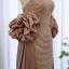 Haut de Gamme Champagne Fait main Perlage Paillettes Robe De Soirée 2024 Trompette / Sirène Bustier Volants Manches Courtes Dos Nu Longue Soirée Robe De Ceremonie