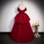 Chic / Beautiful Burgundy Prom Dresses 2023 A-Line / Princess Strapless Sleeveless Backless Bow Sash Floor-Length / Long Evening Party Formal Dresses