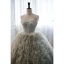 Fashion Grey Pleated Prom Dresses 2023 Ball Gown Strapless Sleeveless Backless Sweep Train Prom Formal Dresses