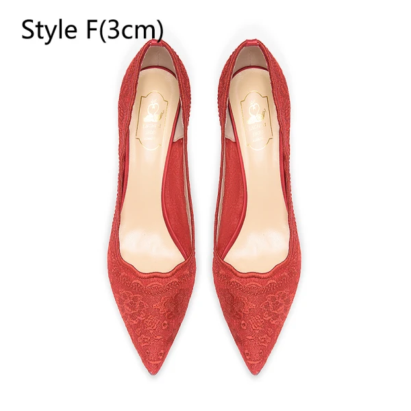 Elegant White Lace Flower Wedding Shoes 2024 8 cm Stiletto Heels Pointed Toe Wedding Pumps High Heels