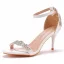 Charmant Blanche Faux Diamant Chaussure De Mariée 2022 Bride Cheville 7 cm Talons Aiguilles Peep Toes / Bout Ouvert Talons Hauts