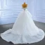 Luxe Blanche Fait main Perlage Faux Diamant Perle Paillettes Robe De Mariée 2022 Trompette / Sirène De l'épaule Manches Courtes Dos Nu Cathedral Train Mariage