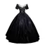 Elegant Black Beading Sequins Prom Dresses Ball Gown 2024 Scoop Neck Puffy Short Sleeve Backless Floor-Length / Long Prom Formal Dresses