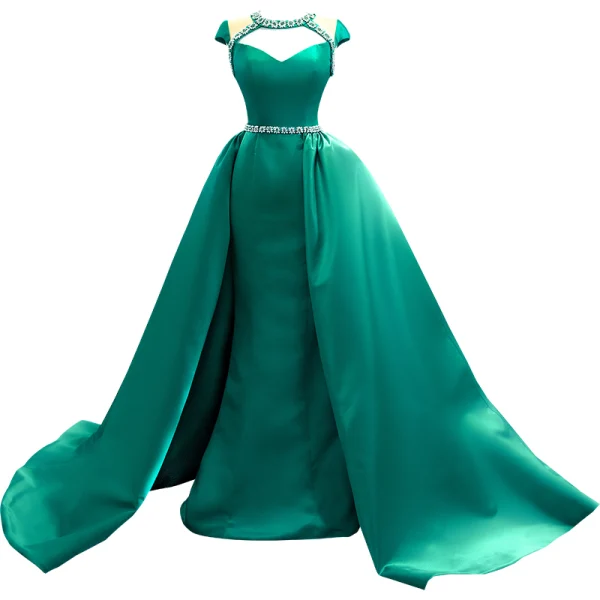 High-end Vintage / Retro Dark Green Satin Prom Dresses 2022 Trumpet / Mermaid Scoop Neck Sleeveless Backless Rhinestone Sash Court Train Prom Formal Dresses