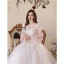 Chic / Beautiful White Prom Dresses 2022 A-Line / Princess Scoop Neck Beading Rhinestone Pearl Lace Flower Appliques Long Sleeve Floor-Length / Long Formal Dresses