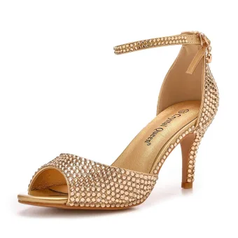 Bling Bling Gold Rhinestone Ankle Strap Evening Party Womens Sandals 2025 7 Cm Stiletto Heels Open Peep Toe Sandals High Heels