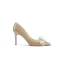Sjarmerende Sukkertøyrosa Aften Perle Sløyfe Pumps 2024 Lær 8 cm Stiletthæler Spisse Pumps Høyhælte