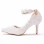 Élégant Blanche Perle En Dentelle Fleur Chaussure De Mariée 2022 8 cm Talons Aiguilles À Bout Pointu Mariage Talons Hauts