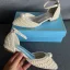 Élégant Ivoire Perle Plate Chaussure De Mariée 2024 Bride Cheville À Bout Pointu Mariage Sandales