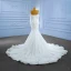 Sexy High Low White Beading Pearl Sequins Wedding Dresses 2023 Trumpet / Mermaid Off-The-Shoulder Long Sleeve Backless Chapel Train Wedding