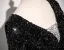 Vintage / Retro Black Beading Sequins Satin Prom Dresses 2025 Ball Gown V-Neck 3/4 Sleeve Backless Floor-Length / Long Formal Dresses