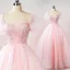 Schöne Rosa Perlenstickerei Perle Pailletten Ballkleider 2025 Ballkleid Eckiger Ausschnitt Kurze Ärmel Rückenfreies Lange Ball Festliche Kleider