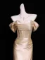 Sexy Champagne Trumpet / Mermaid Evening Dresses 2026 Off-The-Shoulder Sleeveless Backless Floor-Length / Long Formal Dresses