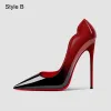Sexy Red Gradient-Color Evening Party Pumps 2023 Patent Leather 12 cm Stiletto Heels Pointed Toe Pumps High Heels