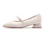 Chic / Beautiful Beige Prom Pearl Pumps 2023 Satin 3 cm Low Heel Thick Heels Square Toe Pumps High Heels