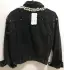 Women Beading Rhinestone Pearl Denim Sky Blue Coats & Jackets Cotton Loose Lapel  Street Wear Fall Winter Long Sleeve Tops