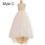 Chic / Beautiful White Beading Pearl Short Birthday Flower Girl Dresses 2024 Spaghetti Straps Sleeveless Backless