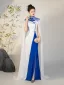 Chinese style White With Cloak Split Front Evening Party Cheongsam 2025 Trumpet / Mermaid High Neck Short Sleeve Floor-Length / Long Cheongsam / Qipao