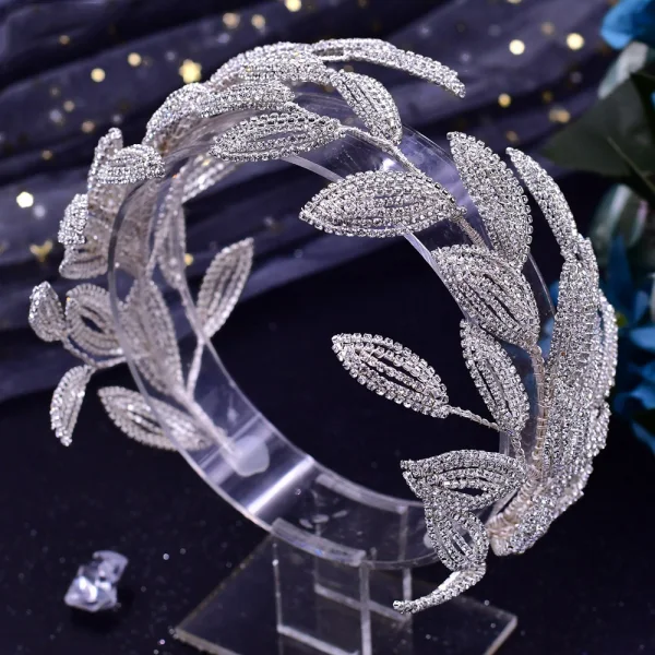 Uroczy Srebrny Wykonany Ręcznie Rhinestone Stop Ślub Ozdoby Do Włosów Ślubne 2023