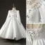 Fashion Ivory Beading Pearl Sequins Rhinestone Satin Birthday Flower Girl Dresses 2022 Ball Gown High Neck Long Sleeve Backless Floor-Length / Long Flower Girl Dresses