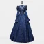 Vintage / Originale Bleu Marine Perlage Paillettes En Dentelle Fleur Robe De Bal 2023 Robe Boule Col Haut 3/4 Manches Longue Promo Robe De Ceremonie