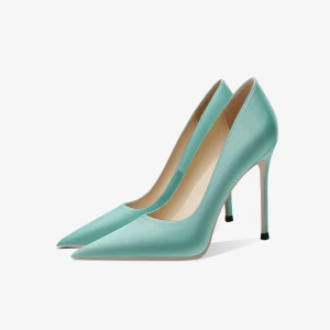 Chic Beautiful Mint Green Evening Party Satin Pumps 2023 12 Cm Stiletto Heels Pointed Toe Pumps High Heels