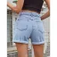 Fashion Women Street Wear Sky Blue Straight Jeans Shorts 2021 Buttons Denim Summer Bottoms