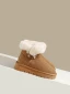 Garder au chaud Marron Hiver Daim Bottes De Neige 2024 Vêtement de rue Cuir À Bout Rond Sandales Femme