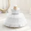 Chic / Beautiful Sky Blue Cascading Ruffles Birthday Flower Girl Dresses 2023 Ball Gown Scoop Neck Sleeveless Pearl Sash Floor-Length / Long Flower Girl Dresses