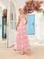 Chic / Beautiful Blushing Pink Printing Prom Dresses 2025 A-Line / Princess Spaghetti Straps Sleeveless Backless Floor-Length / Long Prom Formal Dresses
