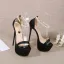 Sexy Black Cocktail Party Womens Sandals 2022 Pearl Ankle Strap 16 cm Stiletto Heels Open / Peep Toe Sandals High Heels