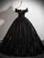 Vintage Schwarz Satin Ballkleider 2025 Ballkleid Off Shoulder Ärmellos Rückenfreies Lange Ball Festliche Kleider