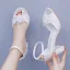 Elegante Weiß Spitze Blumen Brautschuhe 2024 Knöchelriemen 7 cm Thick Heels Peeptoes Hochzeit Sandaletten Hochhackige