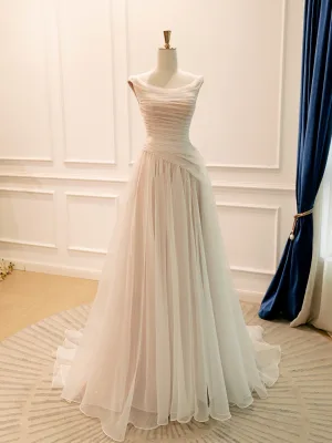 High End Champagne Sequins Organza Prom Dresses 2026 A Line Princess Scoop Neck Sleeveless Backless Sweep Train Prom Formal Dresses