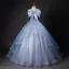 Bling Bling Sky Blue Bow Pearl Sequins Prom Dresses 2026 Ball Gown Spaghetti Straps Sleeveless Backless Floor-Length / Long Formal Dresses