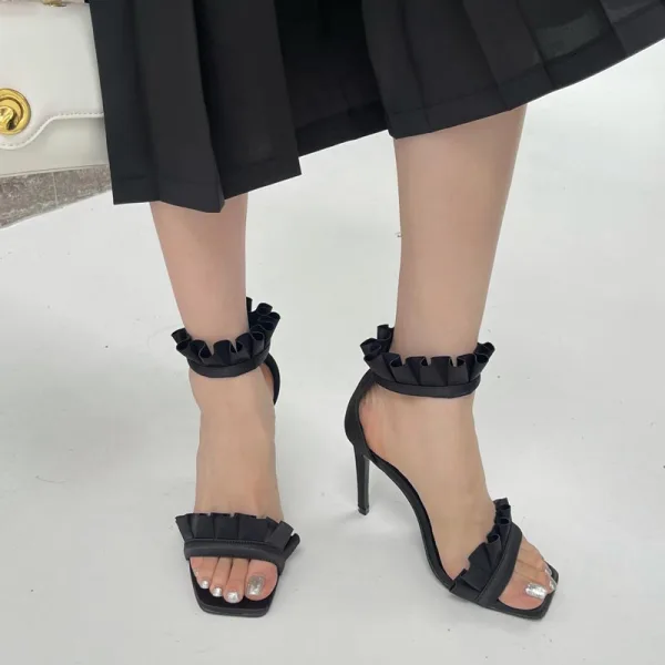 Roman Lime Green Street Wear Summer Womens Sandals 2022 Ankle Strap 10 cm Stiletto Heels Open / Peep Toe Sandals High Heels