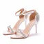 Sexy Weiß Strass Brautschuhe 2023 Knöchelriemen 9 cm Stilettos Peeptoes Hochzeit Sandaletten Hochhackige