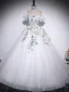 Elegant Modest / Simple White Lace Flower Appliques Prom Dresses 2025 Ball Gown Off-The-Shoulder Sleeveless Floor-Length / Long Backless Formal Dresses