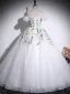 Elegant Modest / Simple White Lace Flower Appliques Prom Dresses 2025 Ball Gown Off-The-Shoulder Sleeveless Floor-Length / Long Backless Formal Dresses